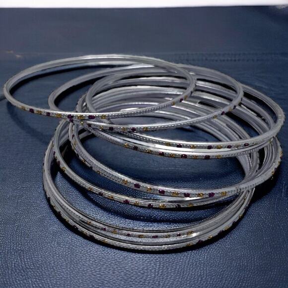 Stunning Multi-Tone Bangle Bracelet Set - Picture 1 of 4